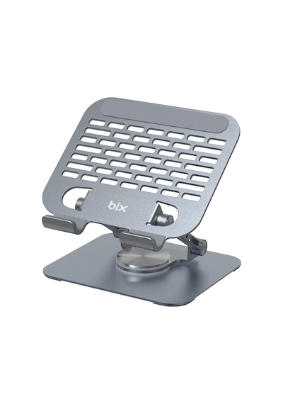 Bix Ps01 360 Dönebilen Isı Dağıtımlı Katlanabilir Metal Tablet Standı Apple Uyumlu iPad Tutucu Gri