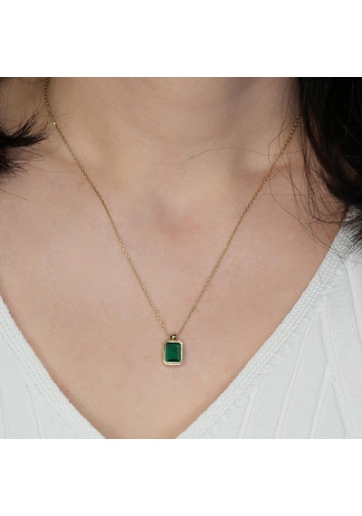Peridot Taşlı Gümüş Kolye Gm02 Gümüş