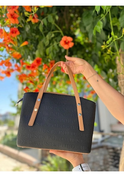 Just Polo Kadın Orijinal Just Polo 5 Bölmeli Şık El Ve Omuz Çantası Shoulder Bag 26 X 24 Siyah Camel