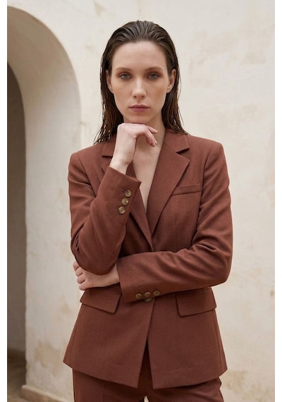 Hiccup My Fashıon Kadın Blazer Ceket Kestane Kahvesi