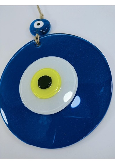 Mavi Büyük Cam Nazar Boncuğu 12 Cm El Yapımı Hediyelik Eşya