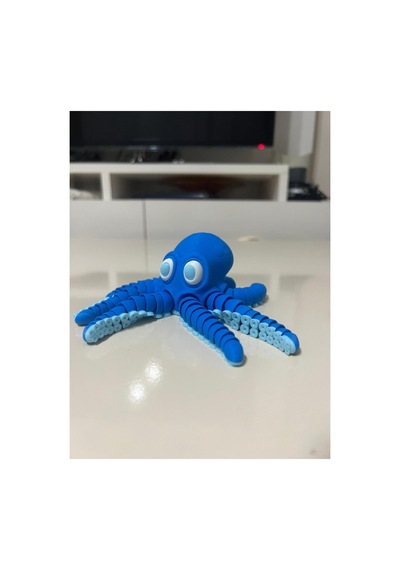 Setra 3d Studio Setra 3d Hareketli Mafsallı Dev Ahtapot - 17.5 Cm Büyük Boy - Mavi Renk Rahatlatıcı Figür