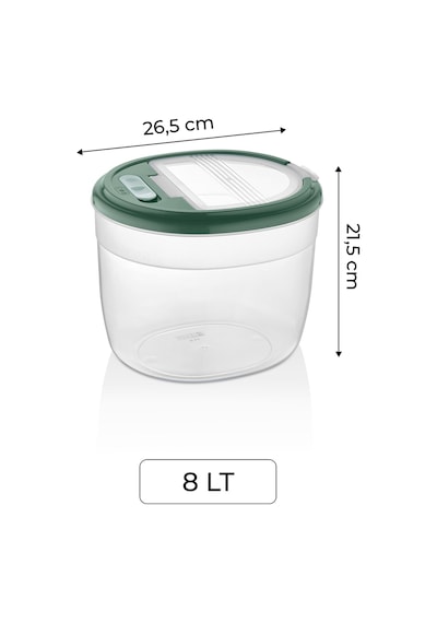 2'li Büyük Boy Kilit Kapaklı Un Bakliyat Saklama Kabı - Saklama Seti 8 Litre Yeşil
