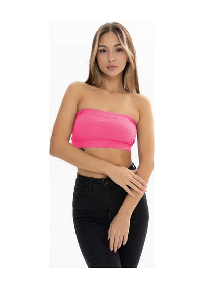 Mistirik Palude Model Straplez Bluz Örme Semaless Mdeol Bluz Bondeo Pembe Renk Pembe