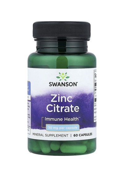 Swanson Vitamins, Zinc Citrate, 30 Mg, 60 Capsules