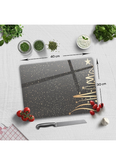 Decorita Cam Kesme Tahtası|Yeni Yıl Füme|30cm x 40cm