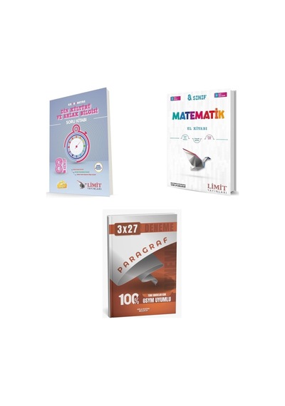 2027 Limit 8. Sınıf Din Kronometre Kültürü Ve Ahlak Bilgisi Soru + Matematik El Kitabı + Ankapade 3'lü Set