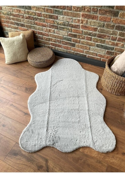 Saraz Halı Tavşan Tüyü Post Peluş Ultra Yumuşak Post Puffy Gri