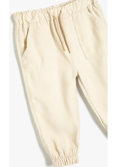 Koton Basic Jogger Pantolon Viskon Kumaş Bej 4smb40005tw Ekru