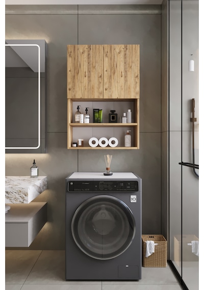 Deniz Modern Banyo Dolabı 2 Kapaklı Raflı Düzenleyici Çok Amaçlı Atlantik Çam Deniz Modern Banyo Dolabı 2 Kapaklı Raflı Düzenleyici Çok Amaçlı Atlantik Çam