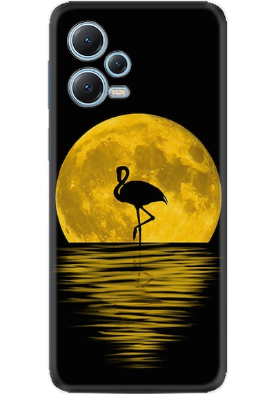 Xiaomi Redmi Note 12 5G Kılıf Silikon Desen Özel Seri Ay ve Flamingo 1775