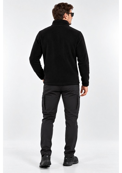 Genius Store Unisex Polar Tam Fermuarlı 3 Cepli Tüylenme Yapmaz Soğuğa Karşı Dayanaklı Spor Erkek-kadın Polar Tekli Siyah