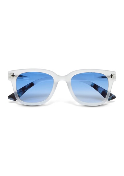 Okkia Giovanni Mavi Lens Unisex Güneş Gözlüğü Beyaz Şeffaf