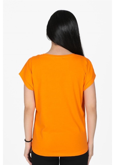 Nrnv Baskılı Kesik Kol Tshirt Oranj-oranj Turuncu