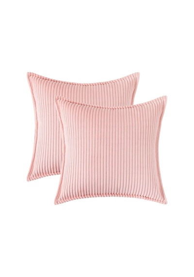 Kadife Yastık Kılıfları 45 X 45 Cm 2'li Set - Oturma Odası, Yatak İçin Geniş Kenarlıklı Çizgili Kırlent Kıl Diğer