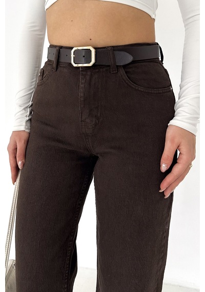 Kadın Yüksek Bel Düz Paça Jean Ash Fade siyah