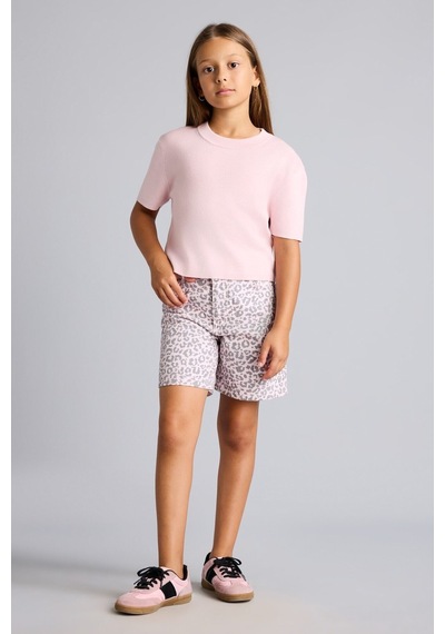 Defacto %100 Pamuk Leopar Desenli Gabardin Şort Kız Çocuk I5509a826hspn22 Pembe-pn22