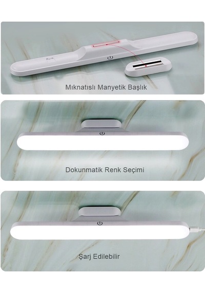 Martı Ledli Aplik Şarjlı Led Işık Mıknatıslı Beyaz Hero Led Aplik