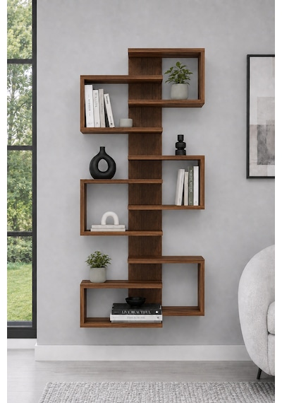 Arnetti Lotus Kitaplık Ve Duvar Rafı Ceviz