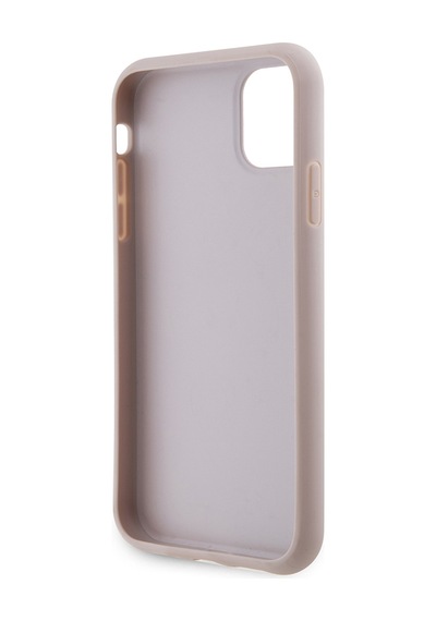Apple Uyumlu iPhone 11 Kılıf Guess Pu Deri Büyük Metal Logo Dizaynlı Kapak Pembe