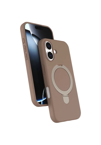 Newface Apple İphone 16 Plus Regal Magsafe Standlı Kapak - Çöl Titanyum