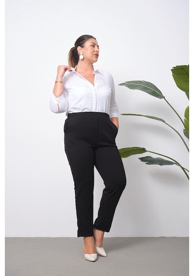 Pera Moda Pamuk Yarım Kol Beyaz Ofis Okul Öğretmen Gömleği