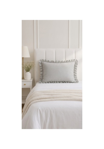 Fırfırlı Pamuklu Kumaş Yastık Kılıfı 50 X 70 Gri - 719396431 Gri