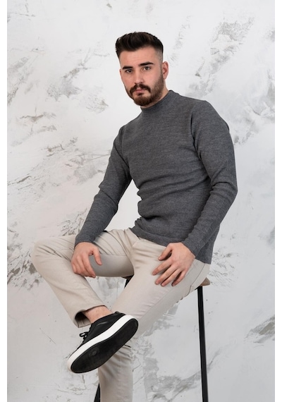 Slimfit Yarım Balıkçı Erkek Triko Spor Kazak