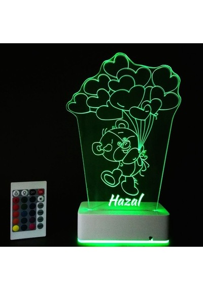 Sevgiliye Özel 3D Balon Ve Ayıcık Masaüstü Led Lamba (459258886)