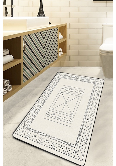 Touch Ekru 3'lü Set Banyo Halısı Djtbanyo Renkli