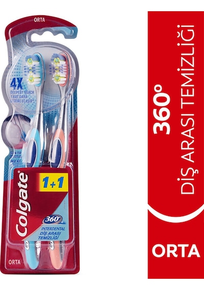 4 Adet Colgate Diş Fırçası 360 Diş Arası Temizliği 1+1