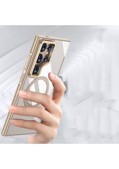 Wlons Galaxy S24 Ultra Uyumlu Kılıf Magsafe Şarj Özellikli Şeffaf Görünüm Wlons Standlı Efsane Kapak