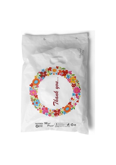 Omeyva Baskılı El Geçme Blok Poşet Torba - No : 1 - 22x35 Cm. - Beyaz - 300 Adet