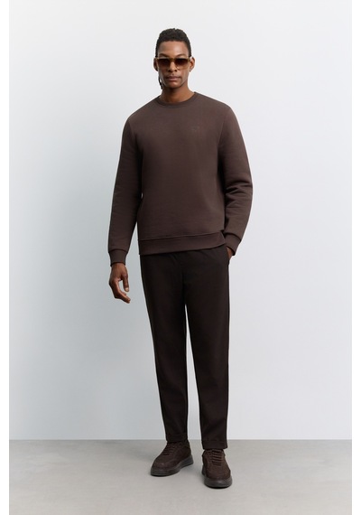 Avva Erkek Kahve Bisiklet Yaka 3 İplik Şardonlu -5 Dereceye Dayanıklı Regular Fit Sweatshirt A62y1291