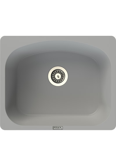 Polex Cristalüx Granit Evye P-OL60 Gri Tezgah Altı Ve Tezgah Üstü Kare Mutfak Evyesi 60x49.5 CM