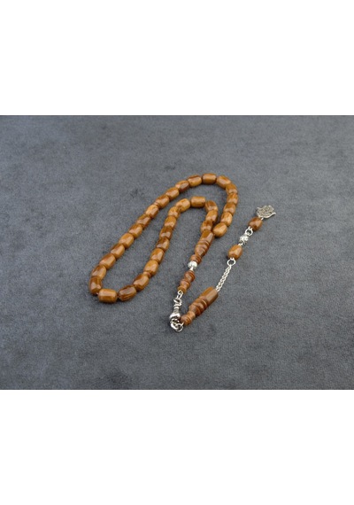 Burhan Sağlam Kapsül Kesim 11x8 Mm Sıkma Kehribar Alpaka Püsküllü Tesbih Bs2473618