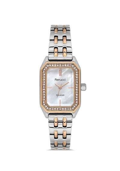 Ferrucci Dikdörtgen Zirkon Taşlı Zarif Model Çelik Kadın Kol Saati+%100 Çelik Kalpli Kolye Gümüş - Rose Gold Ferrucci Dikdörtgen Zirkon Taşlı Zarif Model Çelik Kadın Kol Saati+%100 Çelik Kalpli Kolye Gümüş - Rose Gold