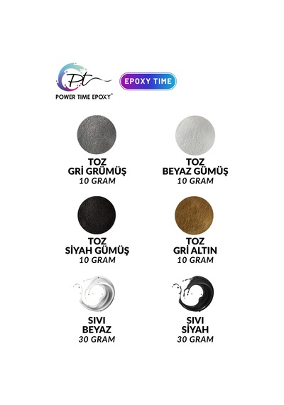 6'lı Epoksi Pigment Boya Seti Dark/ Epoksi Için/ 4 Adet Toz Sedefli - 2 Adet Sıvı Opak-transparan