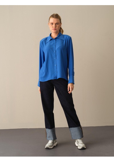 Xint Mavi Oversize Vatkalı Gömlek 750978