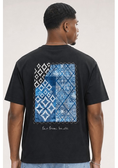 Respire Erkek Ffb Nakış Detaylı Oversize T-shirt Siyah