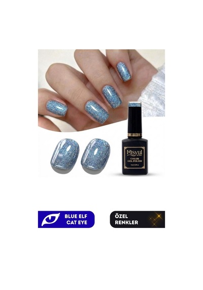 Misyul Uv Led Kalıcı Oje Nail Art 15 Ml Blue Elf Cat Eye Ec04