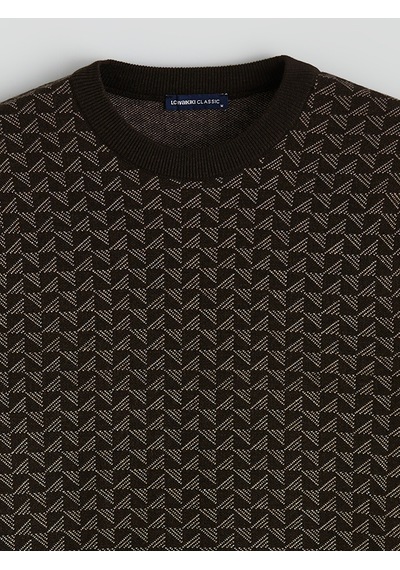 Lcwaıkıkı Classic Kahverengi Erkek Desenli Regular Fit Triko Kazak