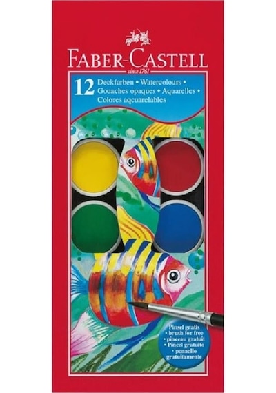Faber Castell 12 Renk Büyük Boy Sulu Boya Çok Renkli