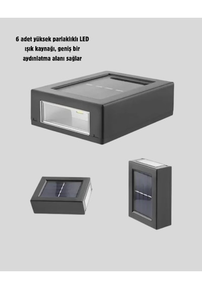 Solar Güçlü 6 Led Dış Mekan Lambası - Otomatik Aç/kapa Işık Sensörlü Aydınlatma Çok Renkli