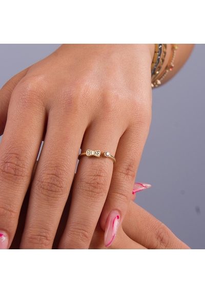 Goldkupe 14 Ayar Altın Fiyonk Formlu Ayarlanabilir Yüzük 1,56 Gr-6416