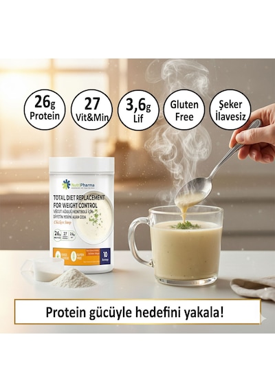 Whey Proteinli Diyet Tavuk Çorbası Yüksek Proteinli Çorba Öğün Tozu, 600g