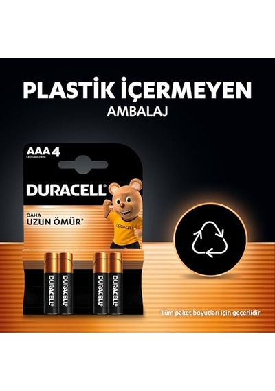 Duracell Basic Aaa Alkalin Ince Kalem Pil 6'li Paket 1,5v Daha Uzun Ömürlü Günlük Cihazlar Için Güv