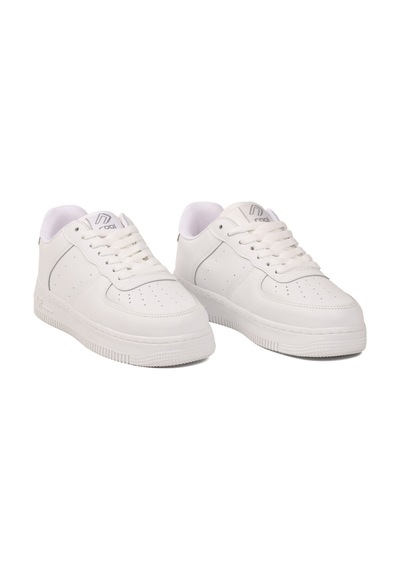 Cool Beyaz Bağcıklı Kalın Tabanlı Unisex Yürüyüş Ve Spor Ayakkabı Sneaker Pekin Kısa