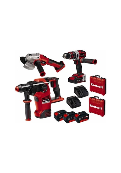 Einhell Kit Q4 36 V 4 Ah Kırıcı Delici + Matkap + Taşlama Seti