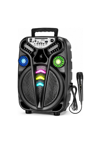 Platoon Pl-4681 Bt Usb Sd Aux 8 İnç Mikrofonlu Anfi Yüksek Ses Taşınabilir Rgb Işıklı Hoparlör